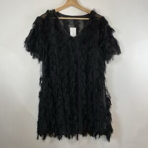 French Connection Womens Grunge Dark Fairy Tassel Valley Dress Size 4 Black New